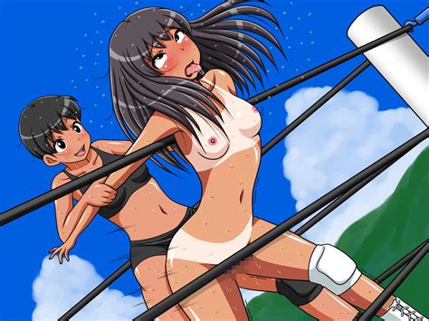 yuuyake roji 2girls arm grab black hair blush breasts