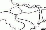 Coloring Landscape Pages Simple Drawing Sunrise Nature Easy Sun Outline Drawings Clipart Kids Scenery Colouring Printable Line Landscapes Rise Clip sketch template