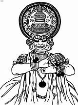 Kathakali Indian Drawing Dance Sketch Clipart Line Outline Folk India Drawings Coloring Face Dances Saraswati Pages Painting Pencil Dancer Logo sketch template