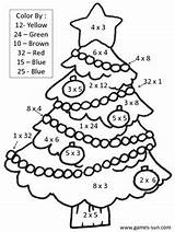 Math Coloring Christmas Multiplication Color Worksheets Printable Worksheet Answer Multiply Puzzle sketch template