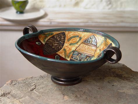 hand painted ceramic fruit bowl unique pottery dish kitchen decor