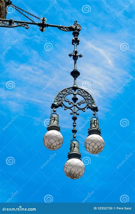 typical street lamp  barcelona stock photo image  light lamp
