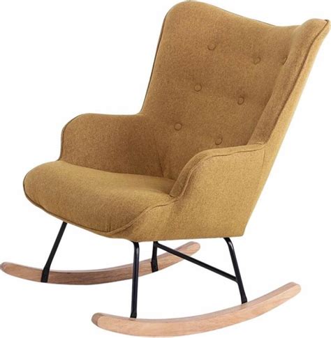 bolcom fauteuil rocking goud schommel stoel      stof