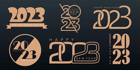 premium vector  happy  year logo text design  number