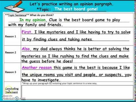 opinion paragraph writing youtube