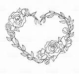 Heart Wreath Rose Drawing Shape Hand Drawn Illustration Flower Vector Roses Coloring Pages Colouring Tattoo Royalty Getdrawings Great Istockphoto sketch template