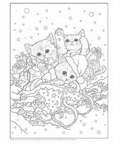 Helpers Kitties Kittens Trio Ausmalen Adultes Weihnachtskatzen Glassie Granddaughter Salvat sketch template