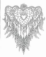 Dream Catcher Coloring Pages Dreamcatcher Printable Heart Drawing Adults Simple Mandala Adult Getdrawings Print Tattoo Color Getcolorings Drawn Lovely Description sketch template