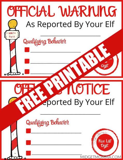 naughty  nice notice elf   shelf printable midgetmomma