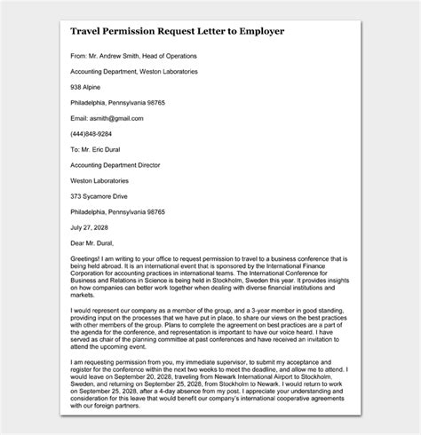 travel permission letters  travel consent forms word