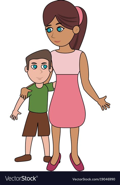 mom and son cartoon royalty free vector image vectorstock