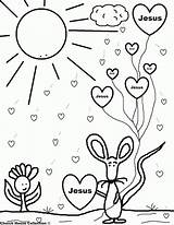 Coloring Jesus Pages Valentine Printable Christian Loves Kids Valentines Preschool Mouse Church Heart Holding Well Print Children Sheet Balloons Soon sketch template