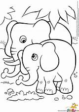 Elephant Coloring Pages Baby Elephants Color Printable Online Method Fun sketch template