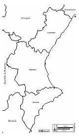 Valenciana Comunidad Provincias Mapas Contornos Mudo Fronteras Carreteras Hidrografía Principales Ciudades sketch template