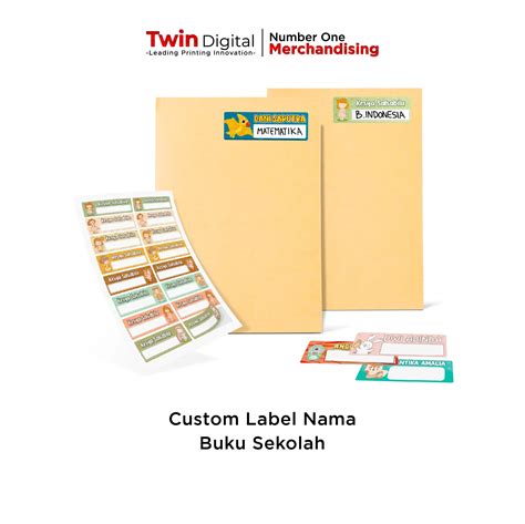 stiker label nama buku sekolah custom twindigitalid