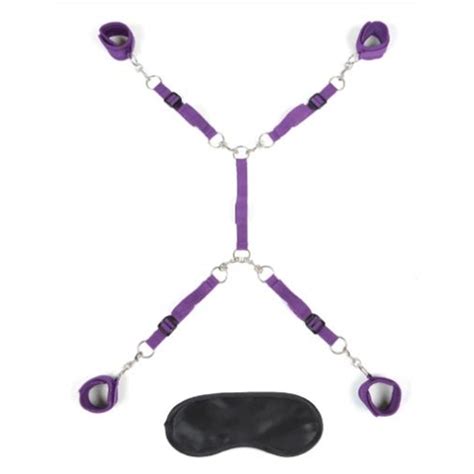 Lux Fetish 7 Piece Bed Spreader Restraint System Purple