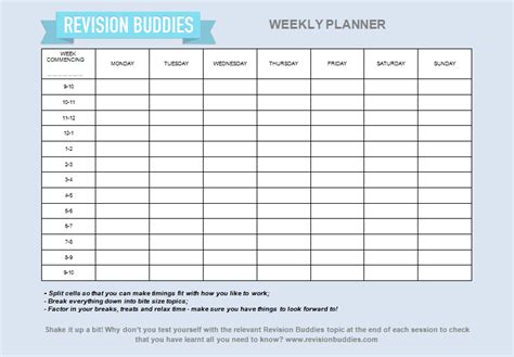 creating  revision planner