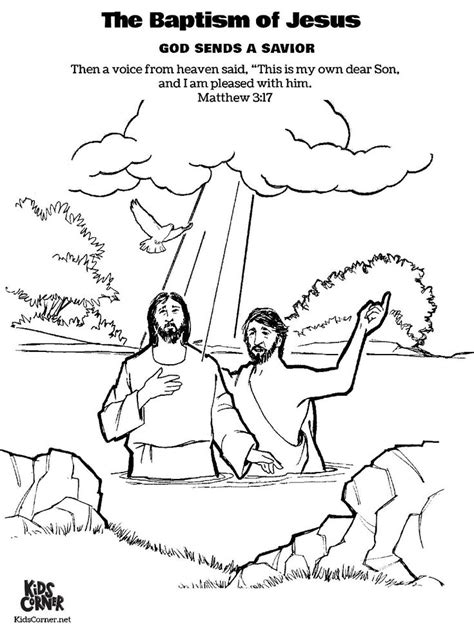 bible coloring page  baptism  jesus jesus coloring pages bible