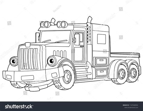cartoon scene  vector tow truck  white background  coloring