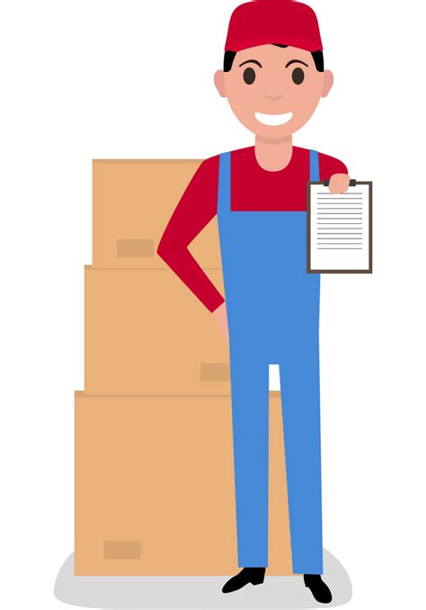 cartoon delivery man  cardboard boxes vector
