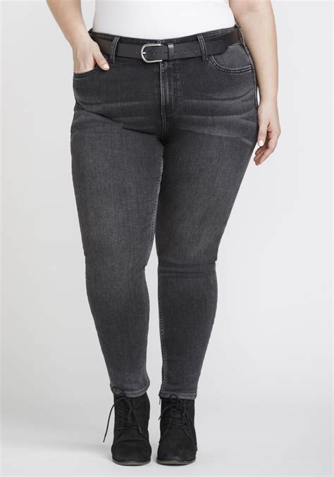 women s plus size washed black high rise skinny jeans warehouse one