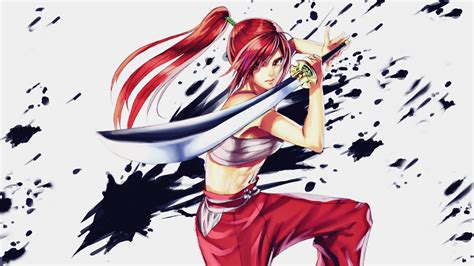 desktop wallpaper erza scarlet fairy tail anime girl sword hd image