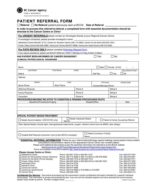medical referral form template  template