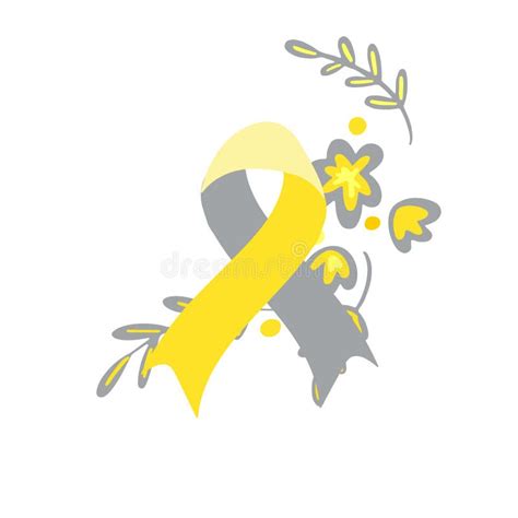 deaf awareness month septembe yellow  gray support ribbon stock