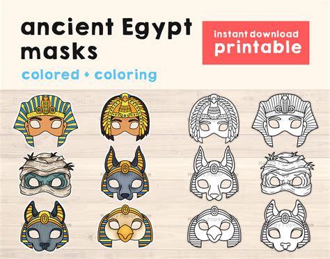 ancient egypt masks template pharaoh cleopatra mummy horus etsy