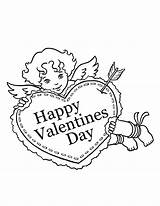 Coloring Pages Valentines Printable Kids Valentine Clip Clipart Happy Cupid sketch template