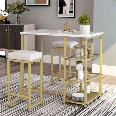 veryke  piece modern pub sets counter height table  faux marble