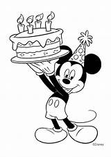 Mickey Birthday Mouse Coloring Happy Cake Party Celebration Color Print sketch template