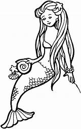 Mermaid Cartoon Coloring Pages Cliparts Print Drawing Printable Kids Line Mermaids Book sketch template