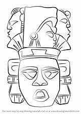 Mayan Aztec Mask Draw Indian Drawings Drawing Masks Step Learn Getdrawings sketch template