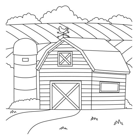 farmhouse coloring page  kids  vector art  vecteezy