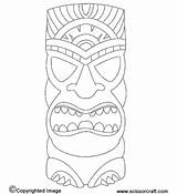 Tiki Coloring Pages Hawaiian Masks Mask Printable Head Template Luau Kids Print Draw Crafts Statue Color Clipart Printables Faces Party sketch template