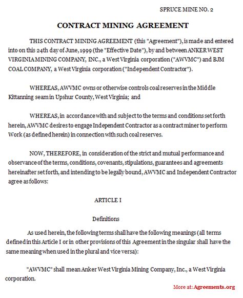 contract agreement sample  printable documents