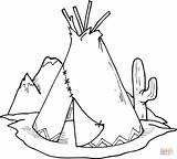 Coloring Pages Native American Tipi Teepee Cactus Printable Color Indian Pottery Wild West Cowboy Indians Sheets Kids Supercoloring Drawing Mandalas sketch template