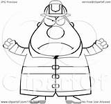 Mad Fireman Pudgy Clipart Cartoon Outlined Coloring Vector Thoman Cory Royalty sketch template