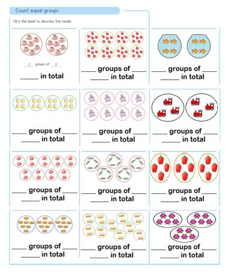 multiplication equal groups worksheets  printable worksheet