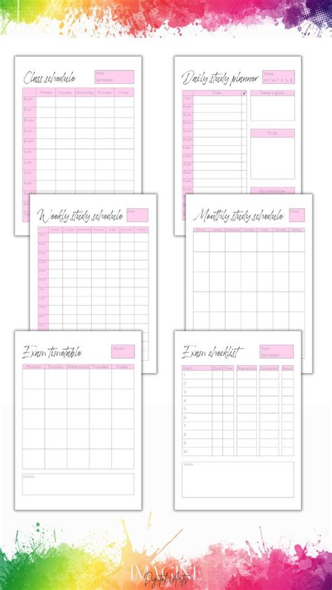 pin  planner template printables