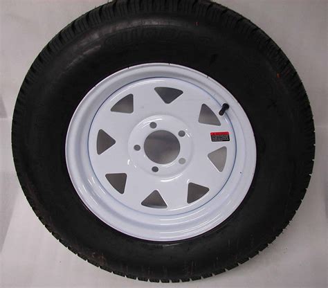 white spoke trailer wheel  radial str tire mounted