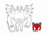 Devil Demon Coloring Wings Ter Helluva Horns Book Red Satan sketch template