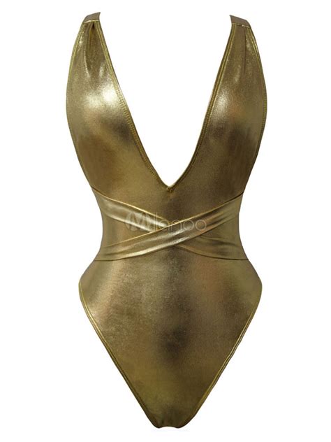 sexy metallic gold one piece swimsuit multiway beach bathing suit for