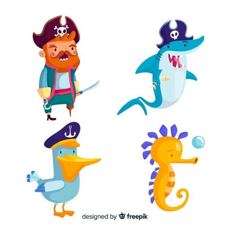 vector hand drawn sea characters collection   draw hands