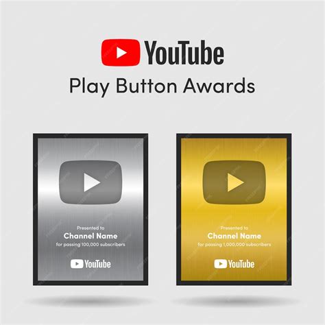 premium vector youtube silver  golden play buttons awards