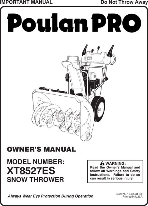poulan xtes    owners manual om xtes  snow blowersthrowers