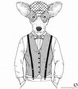 Hipster Coloring Dog Pages Man Printable Bettercoloring Kids Adults Template sketch template