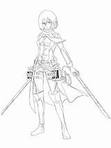 Mikasa Anime Dibujos Coloring Ataque Kyojin Lineart Shingeki sketch template