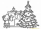 Coloring Pages Christmas Kitty Hello Kids Merry Color Disney Print Draw sketch template